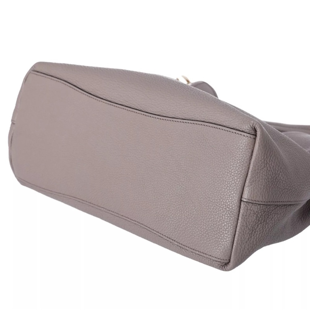 PRADA Vitello Phenix Logo Hobo Shoulder Tote Taupe Pebbled Leather 1BC051 - Picture 8 of 9